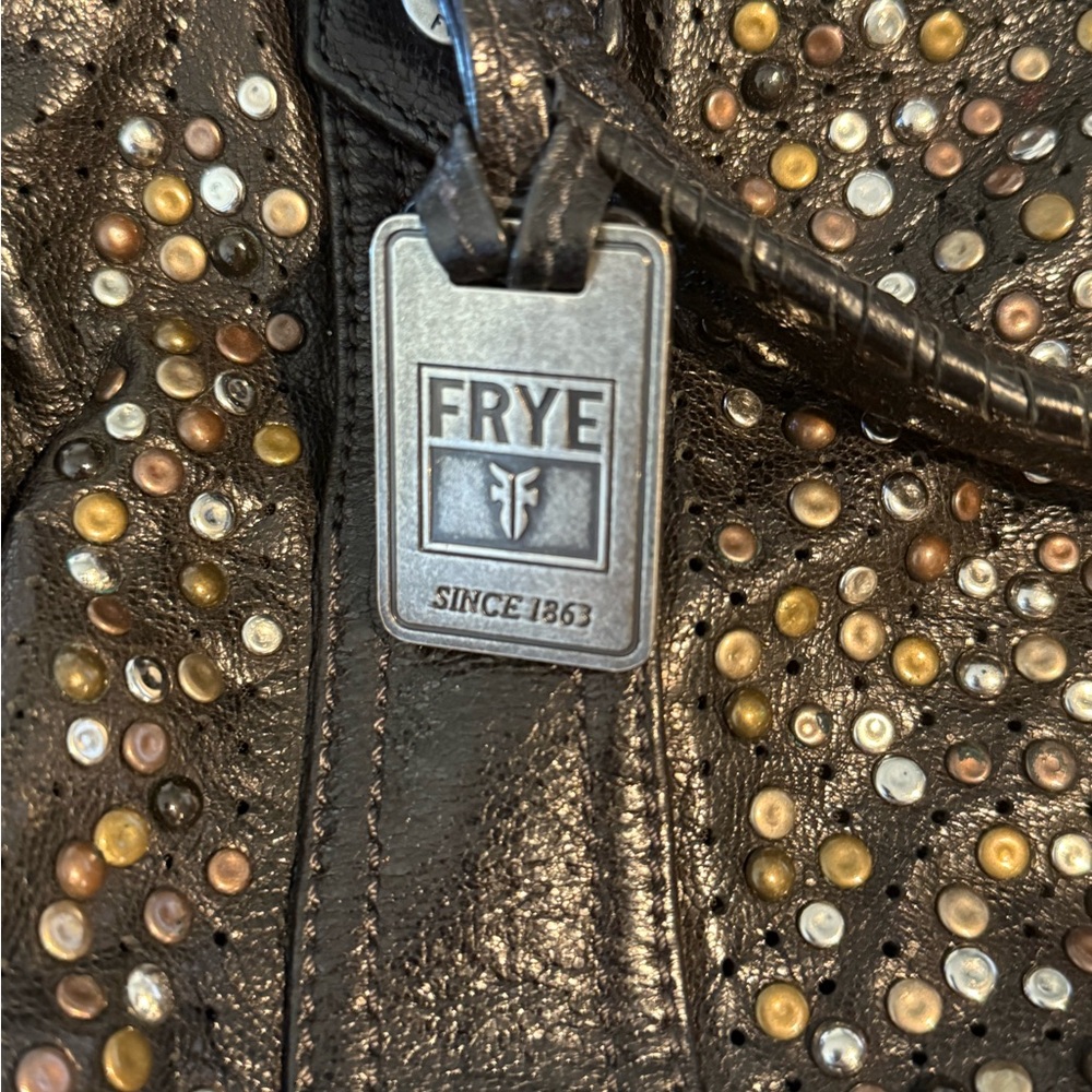 FRYE (rare!) Deborah Studded Black Leather Large Satchel - Picture 12 of 16